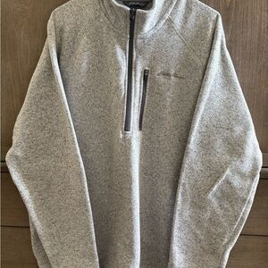 Eddie Bauer Men's Light Gray Zip-Up Sweater